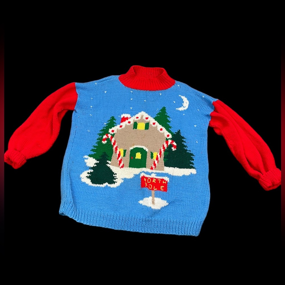 Vintage Christmas Sweater Wool blend North Pole - Picture 2 of 6